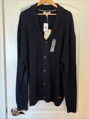 NWT Joseph Abboud True Navy Cable Knit Cardigan Sweater Men’s 4XLT Wool Blend